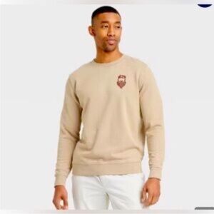 Goodfellow & Co. Relaxed Taupe Crew Neck Sweatshirt with Embroidered Logo | NWT